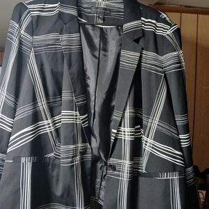 Worthington Black Blazer with White Windowpane Plaid